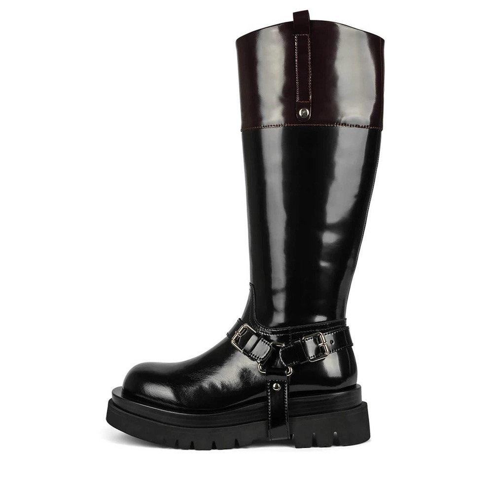 Jeffrey Campbell Friesian Riding Boots Black Brown  SZ 9.5  RT $319